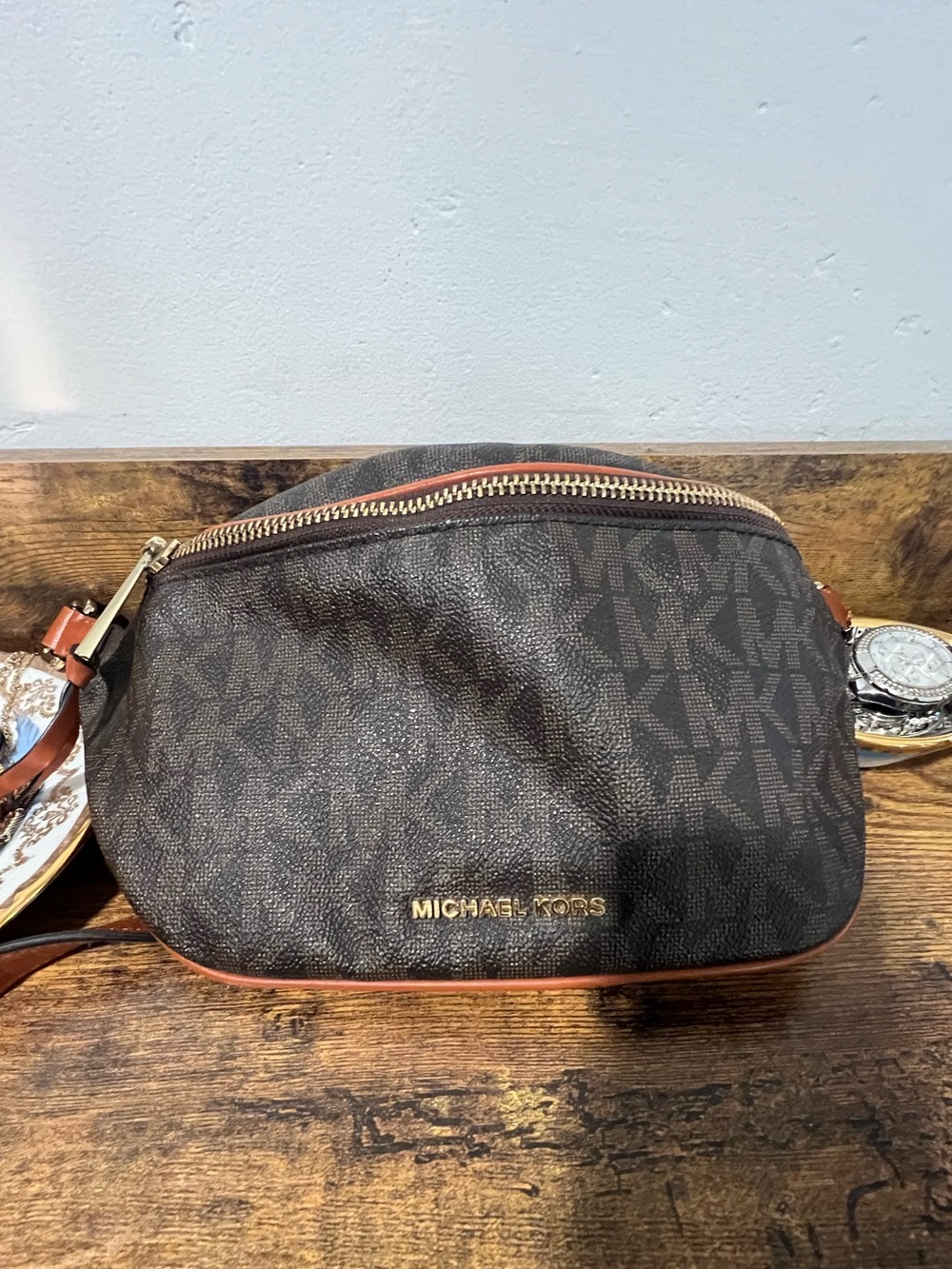 Michael Kors Brown & Tan Logo Belt Bag